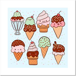 Cute ice cream party Posters and Art